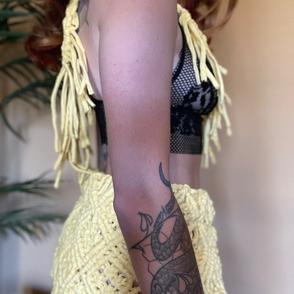 Handmade Macrame Skirt Poncho Set - Picture 3 of 11